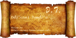 Décsei Tamás névjegykártya