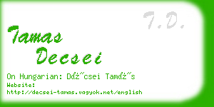 tamas decsei business card